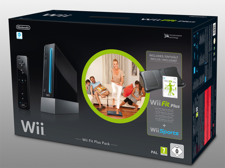 Nintendo Wii Konsole "Wii Fit Plus Pack" inkl. Wii Sports + Wii Fit Plus + Balance Board + Remote Plus Controller - Schwarz