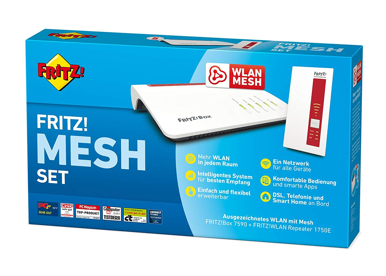 AVM FRITZ! Mesh Set FRITZ!Box 7590 DSL Router + AVM FRITZ!WLAN Repeater 1750E