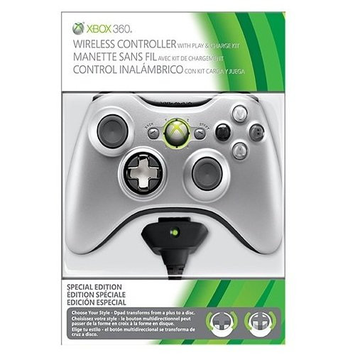 Microsoft Xbox 360 Wireless Controller inkl. Play & Charge Kit - Silber