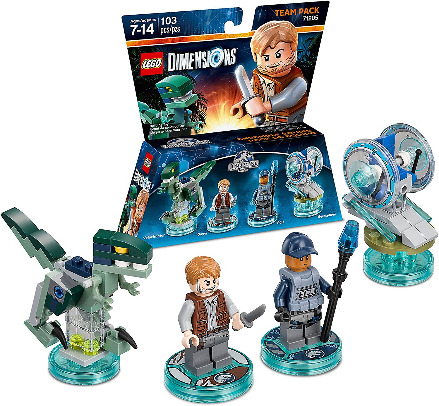 LEGO Dimensions - Team Pack (71205) - Jurassic World (Owen, ACU Trooper, Velociraptor, Gyroshere)